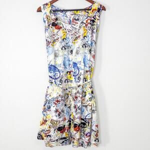 Ash & Sara Dress Multicolor Art Print Cotton Size XL Maximalist Indie